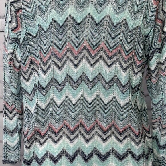 Vanity Chevron Fringe Hem Open Knit Cardigan – Size L Boho - Picture 3 of 8